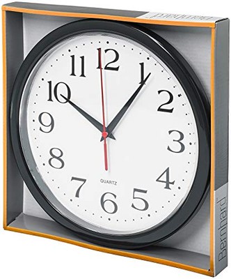 Bernhard Products Black Wall Clock Silent Non Ticking - 10 Inch