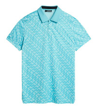 J. LINDEBERG DARIO REGULAR FIT POLO MEN'S MEDIUM BIAS BRIDGE BLUE GOLF NEW