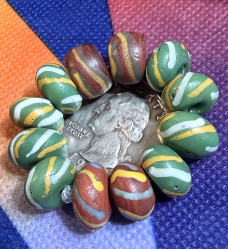 WHOA!! RARE!! EXPENSIVE!! 12 Venetian (early-mid 1900’s) African Trade Beads