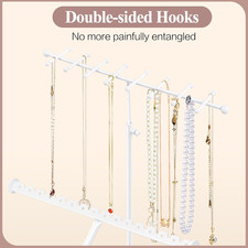 Jewelry Organizer Stand, 23" Adjustable Jewelry Holder with Wooden Storage Bo...