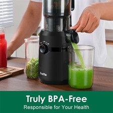 Fretta Cold Press Juicer 200W Self Feeding 108mm Chute Slow Masticating Black