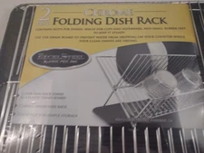 Chrome Folding Dish Drainer Rack W/ Drain Board Compact Kitchen Organizer 2 Tier