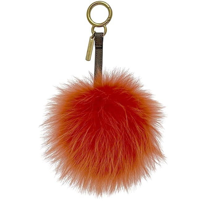 FENDI Bag Charm Key Holder Strap Fur White Orange Authentic thumbnail 18