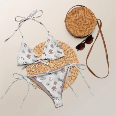 Floral Butterfly Pattern String Bikini