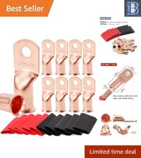 10 Copper Battery Terminal Connectors 2/0 AWG with Waterproof Heat Shrink Tubing