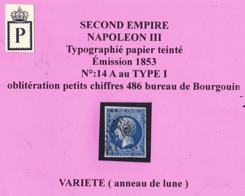 REF A14A-14-N°:14 A -VARIETE ( bel anneau de lune ) oblitéré 486 bourgoin