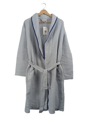 Madame Coco Bademantel Herren L/XL Grau Waffel Baumwolle Gürtel
