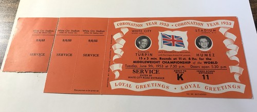 RARE 1953 Middleweight Title ticket: Randy Turpin vs Charles Humez @White City - Picture 3 of 3