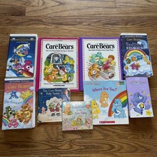 Vintage Care Bears VHS  Book Lot Clamshell Case Help Santa / New Baby Bedtime