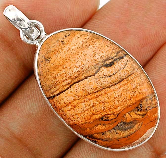 Natural American Picture Jasper 925 Sterling Silver Pendant Jewelry @16-7