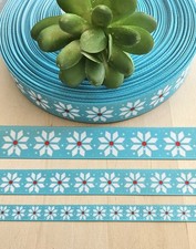 5/8, 7/8 1.5" 1 YD Christmas Grosgrain Ribbon Poinsettia Flower Ribbon