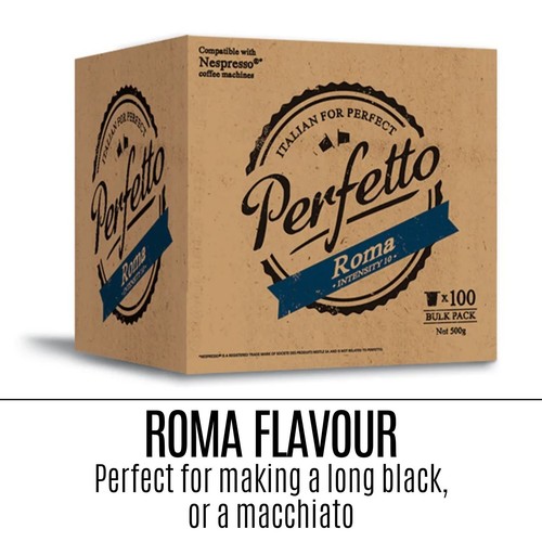 100 Pack Perfetto Nespresso Compatible Coffee Pods Capsule Bean ROMA Flavour New - Picture 5 of 12