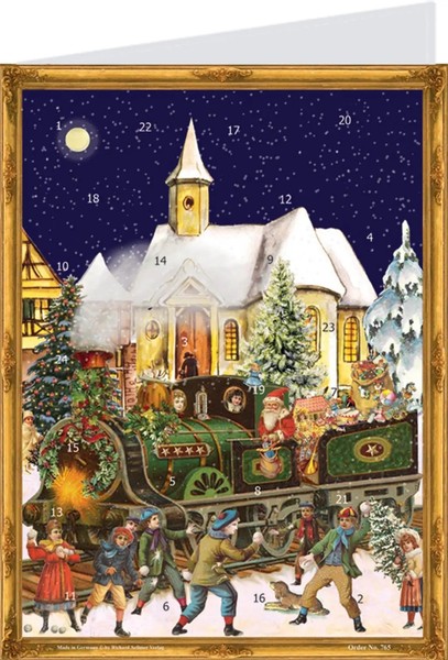 Postkarten-Adventskalender Zug Papier-Adventskalender F. Sellmer Kalender-image