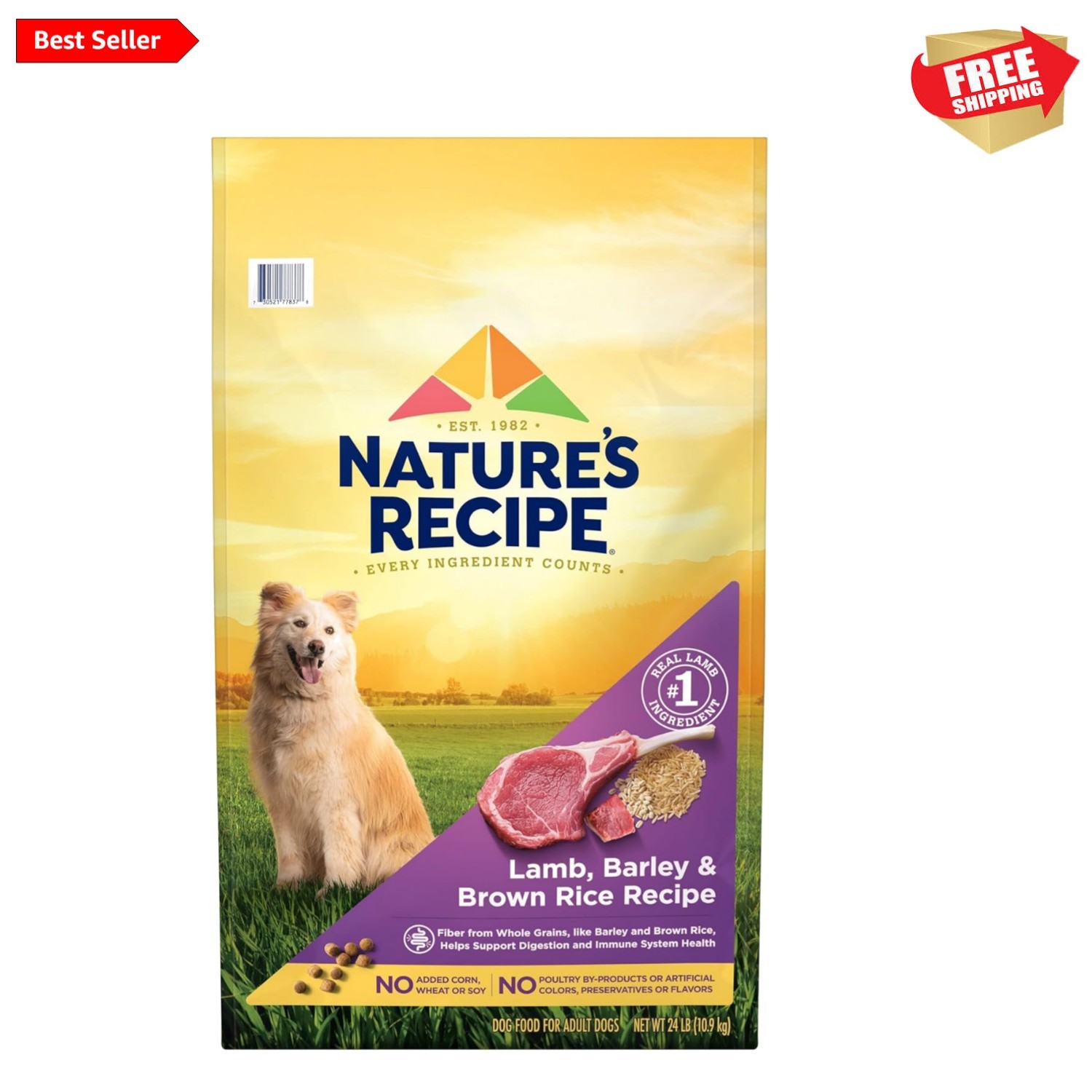 Nature&prime;s Recipe Lamb, Barley & Brown Rice Recipe Dry Dog Food, 24 lb. Bag