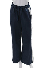 Zara Women Jogger Sweatpants Dark Blue Striped Drawstring Poly Spandex Size M