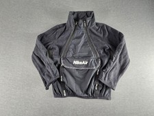 Nike Air Jacket kids Small Black Pullover Windbreaker 1/2 Zip Kangaroo Pocket