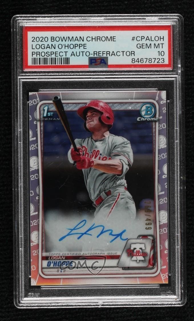 2020 Bowman Chrome Prospect Refractor /499 Logan O'Hoppe PSA 10 GEM MT Auto 19b1
