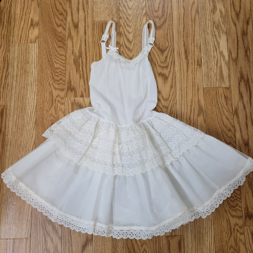 Enagua tutú blanca vintage agujas cantadoras círculo completo jóvenes niñas talla 10 - Imagen 2 de 9