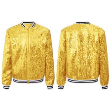 Kids Girls Outerwear Stylish Baseball Jackets Front Zip Up Coat Street Dancing