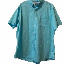 Izod Blue Casual Button Down Shirt Vibrant Lightweight Cotton Mens XXL