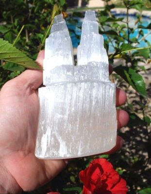6'' Twin Tower Divine Mind  Selenite Crystal (Energy Healing)  - ZENERGY GEMS 