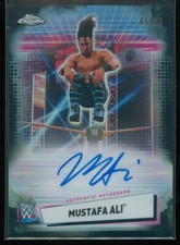 Mustafa Ali 2021 Topps Chrome WWE Auto Black Refractor /10 #A-MA Auto