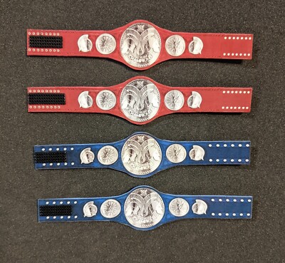 4 Custom WWE Raw And Smackdown Tag Uso Belts 6'' (figures not included)