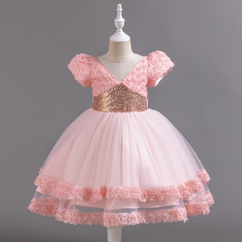 Kids Flower Girls Princess Party Dress Wedding Bridesmaid Sequins Pageant Gown - Picture 48 of 64