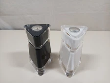 Set of Salt and Pepper Shakers Triangular Acrylic Black and White 4.5"