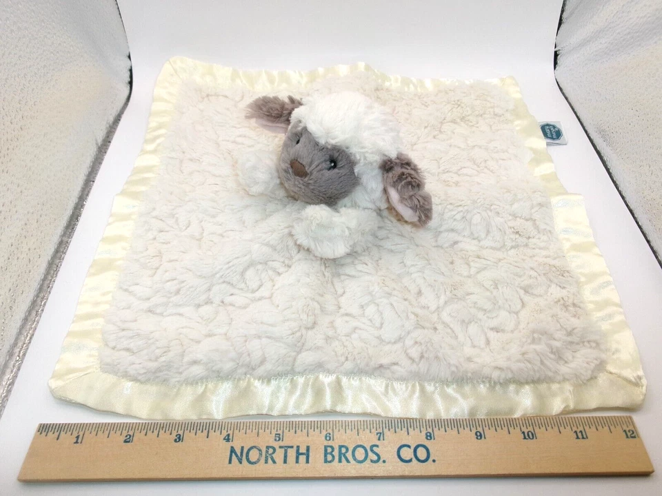 Manta de seguridad Mary Meyer White Lamb Lovey encuadernación satinada y textura esponjosa trasera Foto 3 de 4