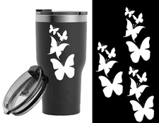 Butterfly Family 4 Pack 4" White Vinyl Decals Car Window Tumblers Mugs Laptop