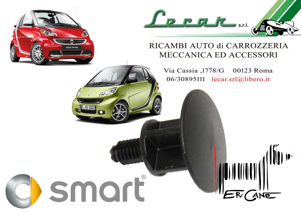 SMART (RICAMBIO ORIGINALE) 1 TAPPO VITE FISSAGGIO MOQUETTE BAULE POSTERIORE SMART FORTWO 451 2007 > 10/2014