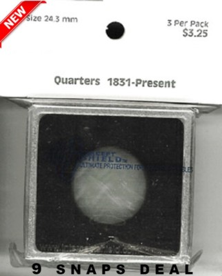 Intercept Shield 2X2 Snaplock Capsules For QUARTERS 24.3mm 9 Coin Holders NEW