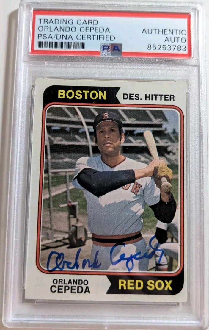 Orlando Cepeda Signed 1974 Topps Trading Card Autographed PSA/DNA Red Sox HOF