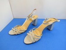 American Glamour Badgley Mischka Sparkly Silver Strappy Heels Shoes Size 12