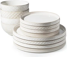 Dinnerware Sets, Plates and Bowls Sets (10.5” Dish + 8” Dish + 6” Bowl) for 4, M