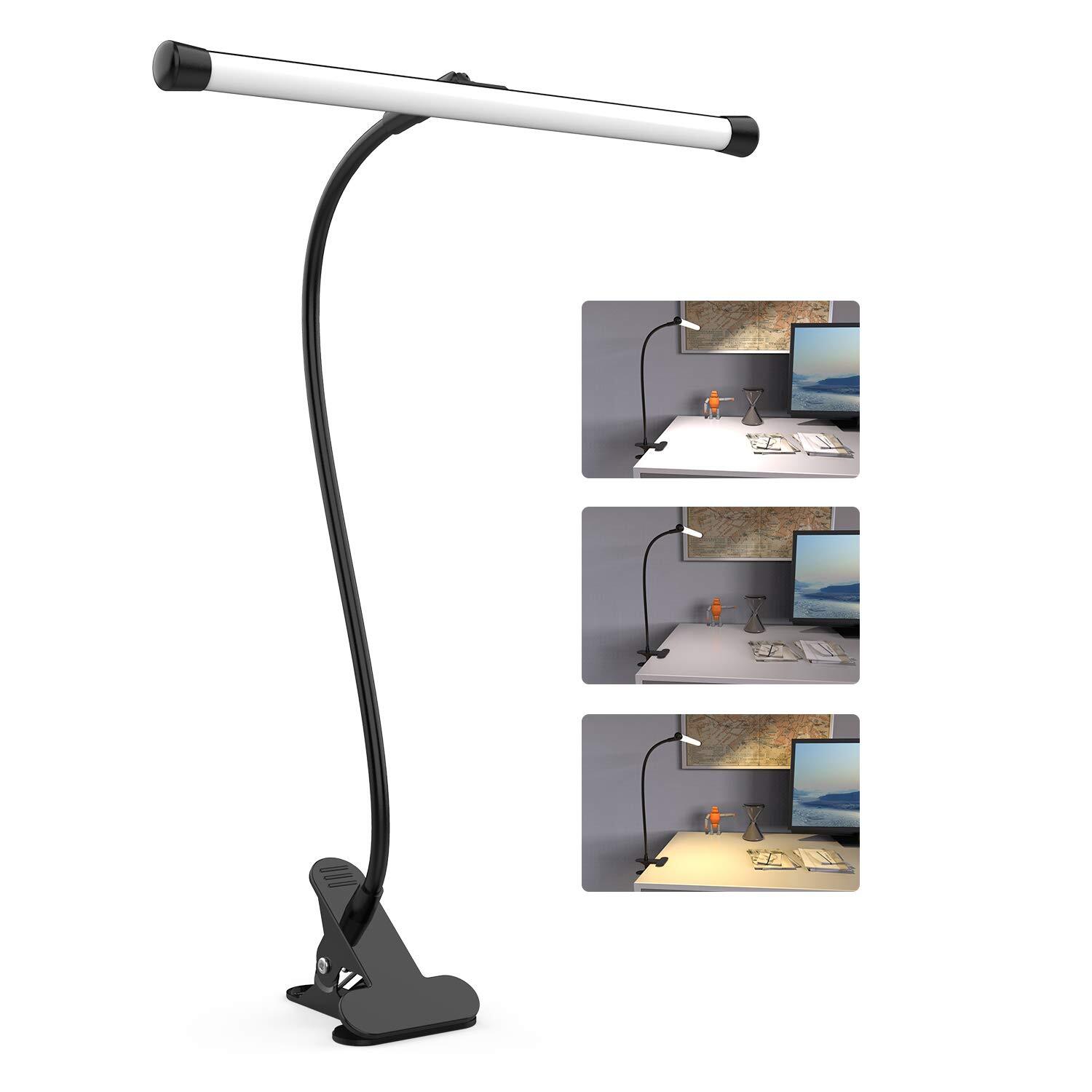 LED Desk Lamp with Clamp, Flexible Gooseneck Arm Drafting Table Lamp, 10 Brig...