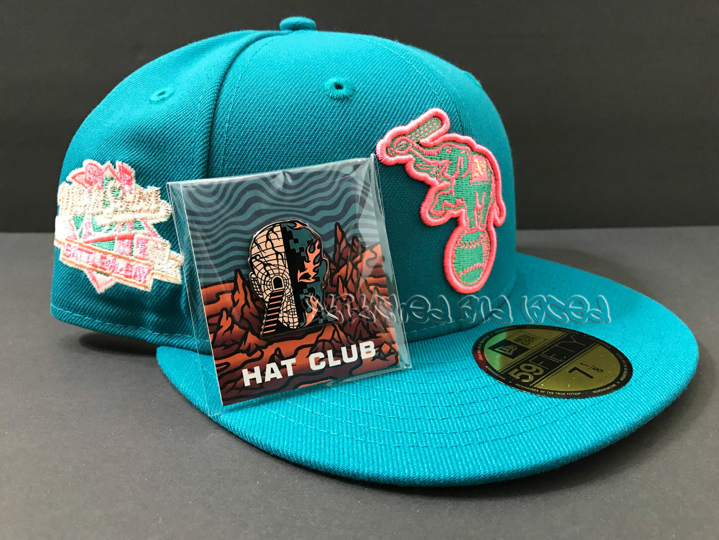 HAT CLUB EXCLUSIVE OAKLAND ATHLETICS A'S BADLANDS 1989 WORLD SERIES TEAL 7 1/8