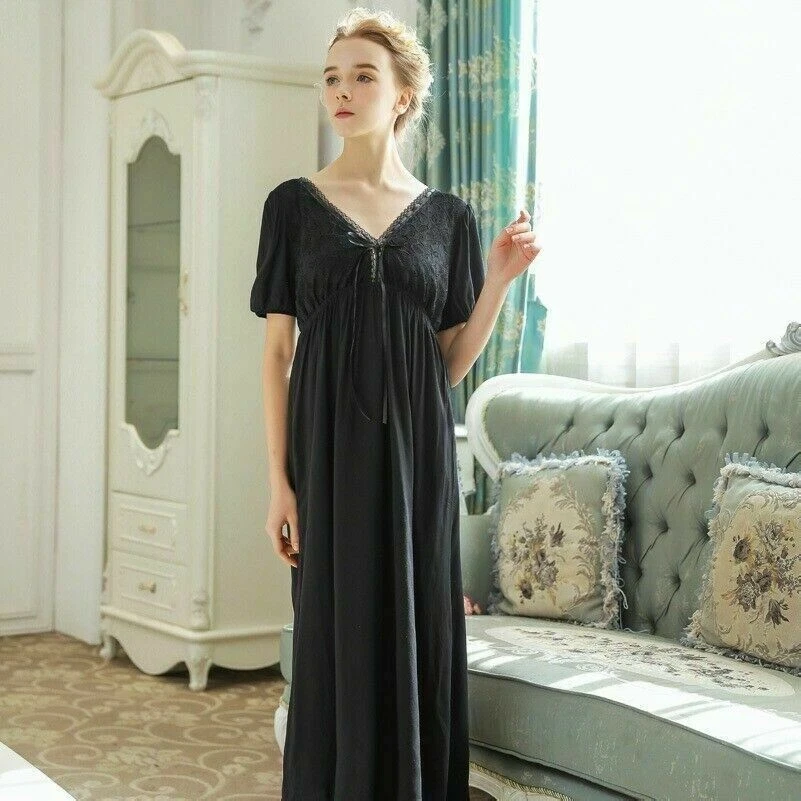 Women Lace Night Dress Lolita Nightgown V Neck Backless Sleepwear Pajamas