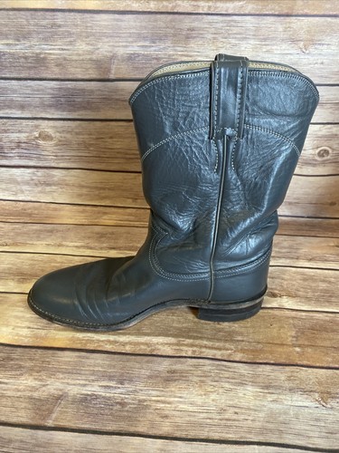 Justin Mens Cowboys Boots Size 7.5 C Gray Pull On Western Cowgirl Pointed Vtg - Picture 6 of 11