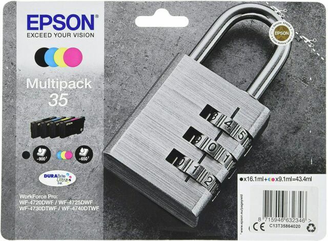 Cartouches Epson 35 multipack de 4 encres T3586 avec cadenas noir pour imprimante
