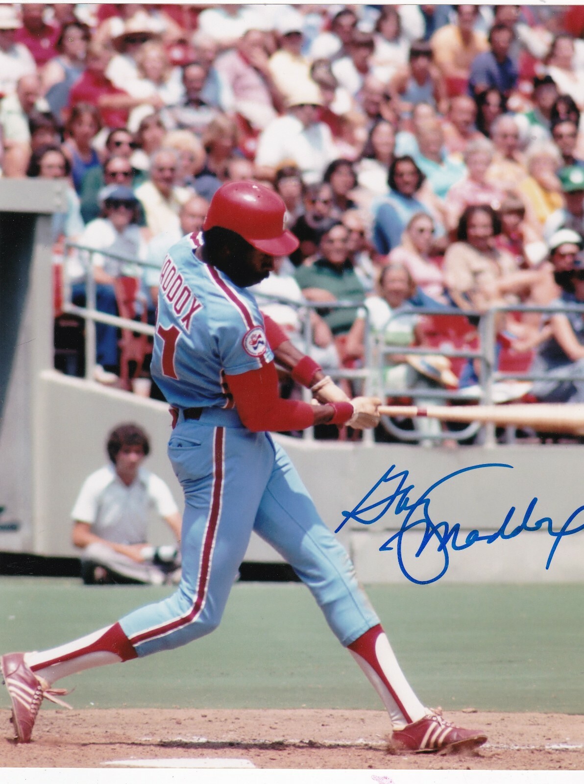 GARRY MADDOX PHILADELPHIA PHILLIES ACTION SIGNED 8x10 