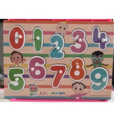Cocomelon Holz Lernspielzeug Puzzle ZAHLEN Klammer Brett Kleinkind Vorschule