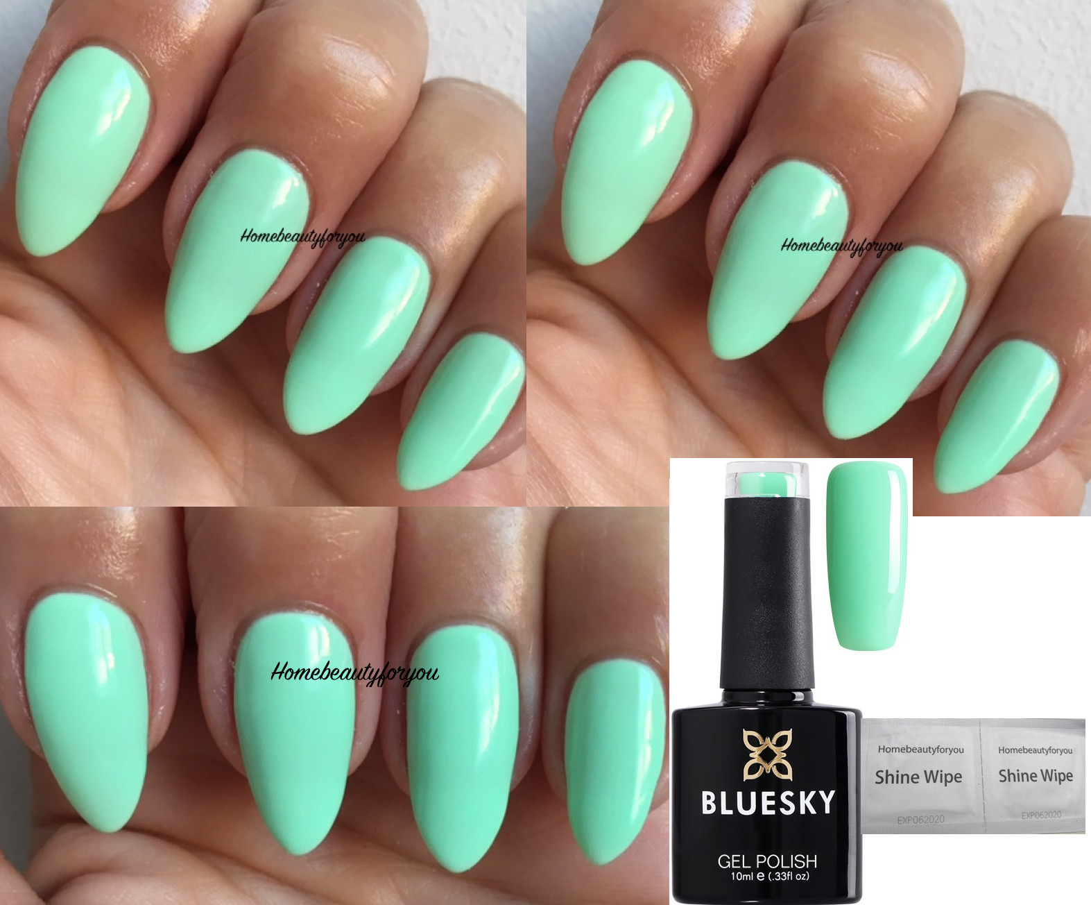 BLUESKY GEL NAIL POLISH GREEN MENTAL MINT SPRING SUMMER A47 LED UV SOAK OFF