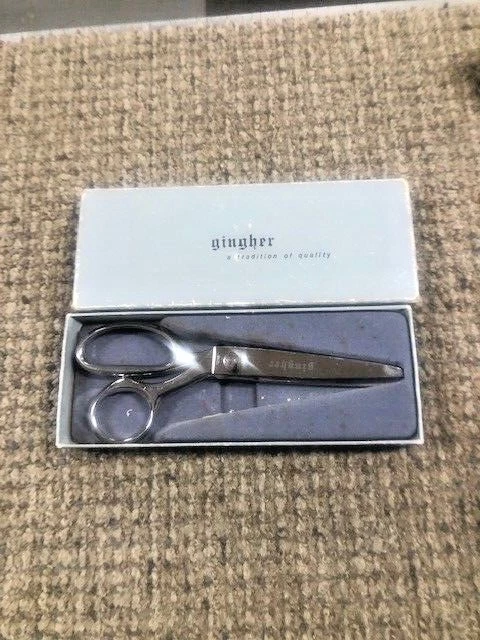 GINGHER 7 1/2" Pinking Shears G-7P Scissors Dressmaker Sewing Original Box--89-P - Image 2 of 4