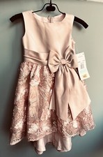 NEW Girls Rare Editions Party Dress Sz. 5 Pink Blush Lace Sequins Wedding Cruise