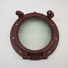 Vintage Brass Painted Red Porthole WORKING 13" Maritime Nautical Ship Salvage