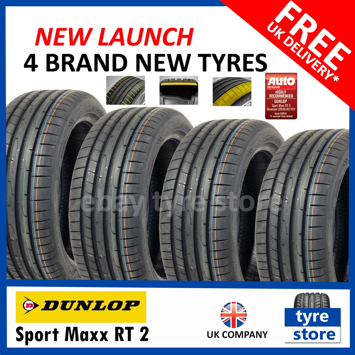 DUNLOP SPORT MAXX RT 225/45R17 17インチ 夏タイヤ 4本 2015年製 ドリフト ベンツ Aクラス Cクラス CLKクラス等　(TA207) クレジットカード QR決済可能 4X New 225 45 17 Dunlop Sport MAXX RT 2 94Y XL 225/45R17 2254517