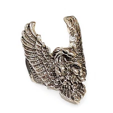 Men's Silver Tone Powerful Chunky Eagle Biker Viking Ring Size 10.5