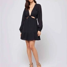 New L*Space Small S Feelin Fine Dress Black 100% Cotton NWT with Tags